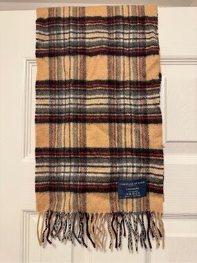 Johnstons of Elgin Tan Plaid Cashmere Scarf